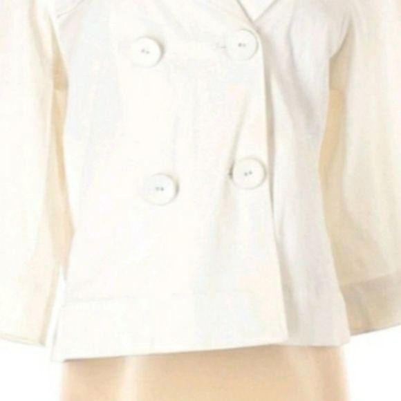 Sharagano Studio Cropped Peacoat Military Jacket Double Breasted White Sz S - Picture 5 of 10